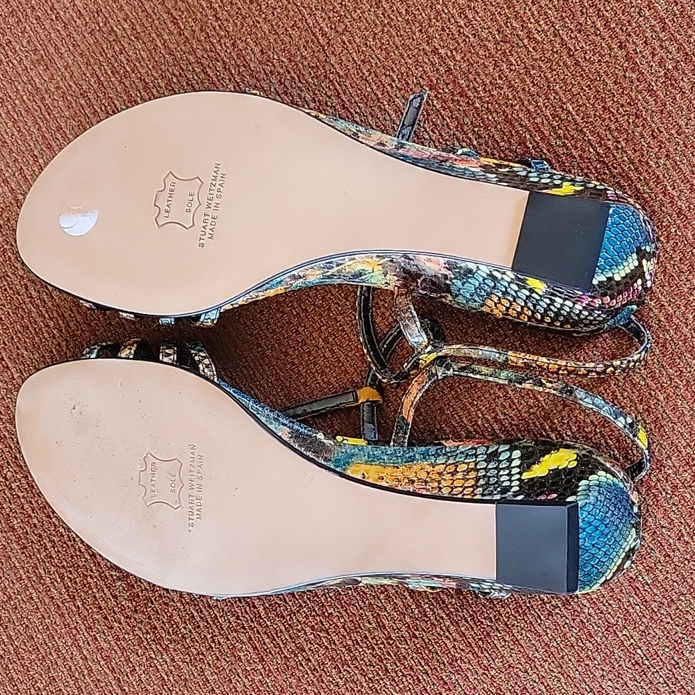 Stuart Weitzman Aqua Lizard Leather Sandals - Picture 4 of 8